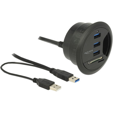 Delock in-desk hub 3 port usb 3.0 + 2 slot sd card reader kaartlezer