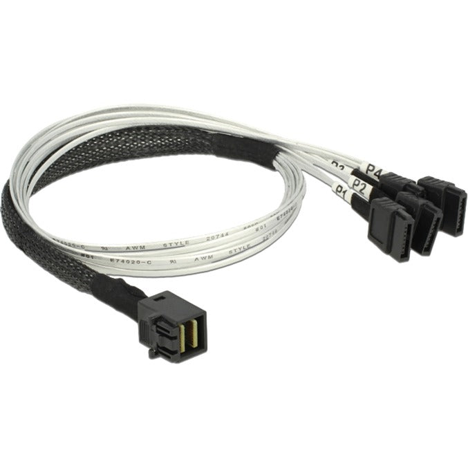 Load image into Gallery viewer, Delock mini sas hd sff-8643 > 4x sata 7-pin kabel (zwart, 0,5 meter)
