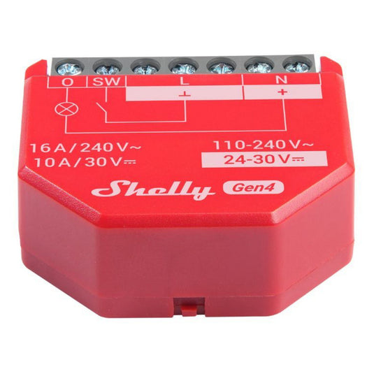Shelly 1pm gen4 relais (rood, bluetooth, wi-fi)