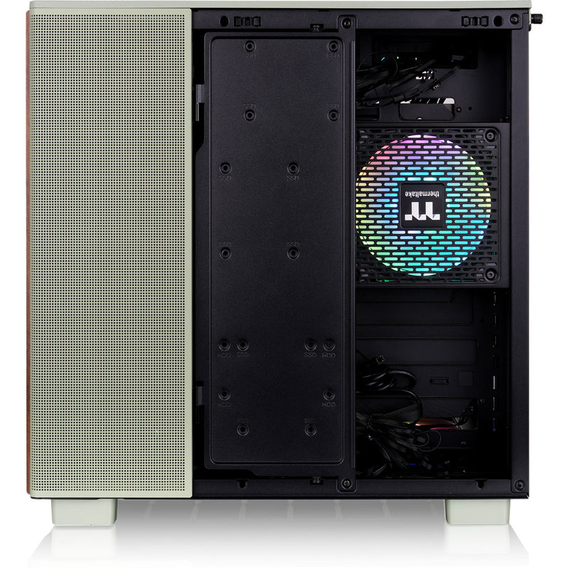 Load image into Gallery viewer, Thermaltake view 380 xl ws argb midi tower behuizing (lichtgroen houtkleur | 2x usb-a | 1x usb-c | rgb | tempered glass)
