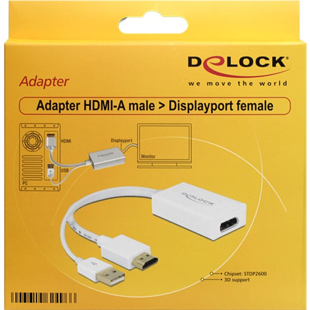 Load image into Gallery viewer, Delock hdmi-a (male) > displayport 1.2 (female) adapter (wit, 0,245 meter)
