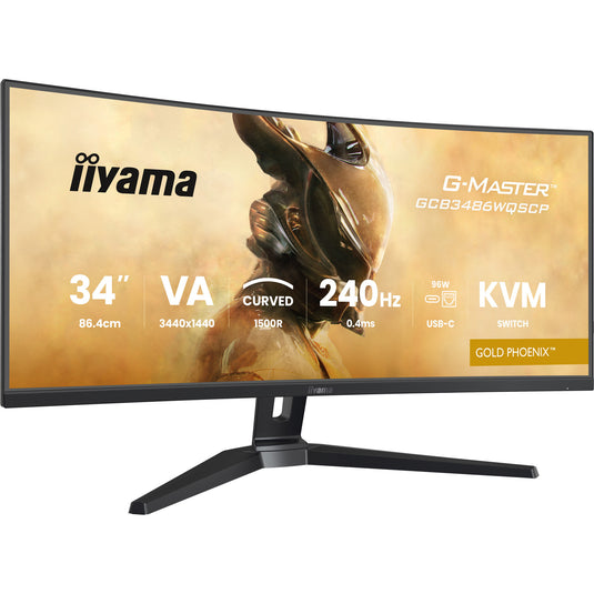 Iiyama g-master gold phoenix gcb3486wqscp-b1 34 curved ultrawide gaming monitor (zwart, 2x hdmi, displayport, 2x usb-a, 2x usb-c, rj-45, 240 hz)