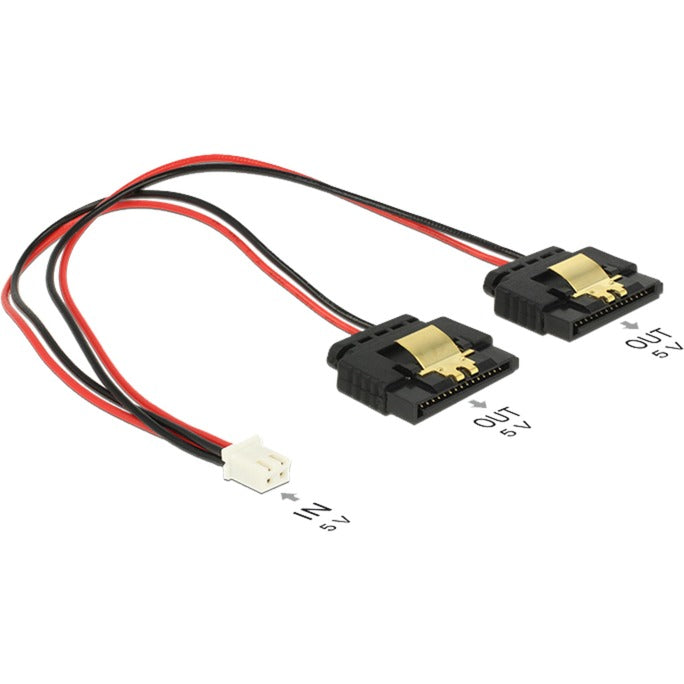 Load image into Gallery viewer, Delock power 2-pin female > 2 x sata 15-pin splitterkabel (zwart rood, 0,2 meter)
