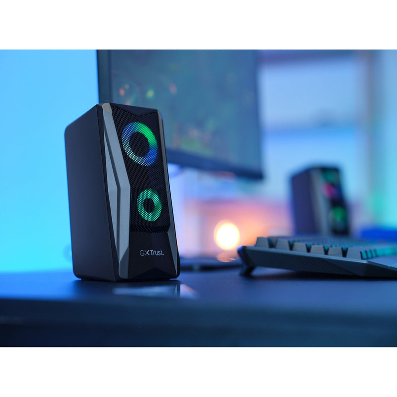 Load image into Gallery viewer, Trust gxt 606 javv rgb verlichte 2.0 speakerset pc-luidspreker (zwart)
