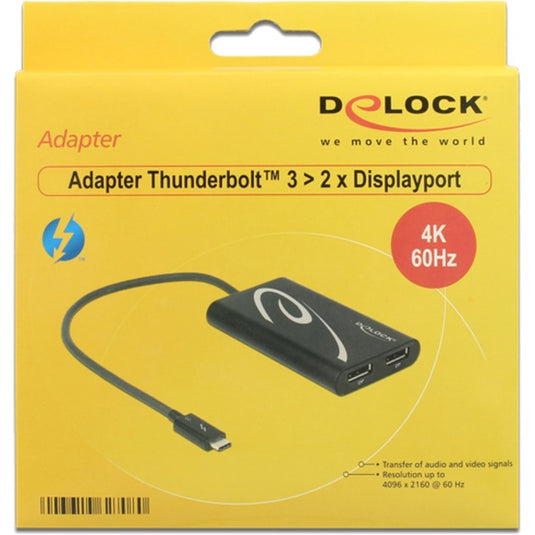 Delock thunderbolt 3 > 2x displayport adapter (zwart, 0,27 meter)