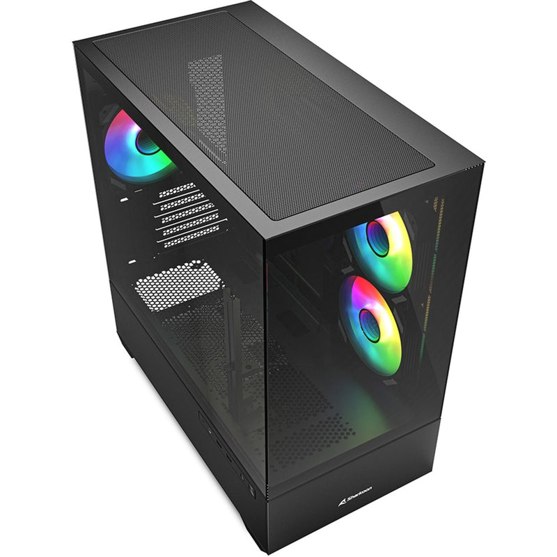 Load image into Gallery viewer, Sharkoon mk6 rgb mini tower behuizing (zwart | 2x usb-a | 1x usb-c | rgb | tempered glass)

