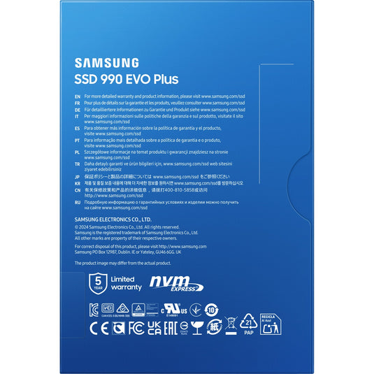 Samsung 990 evo plus 2 tb ssd (mz-v9s2t0bw, pcie 4.0 x4 5.0 x2, nvme 2.0, m.2 2280)