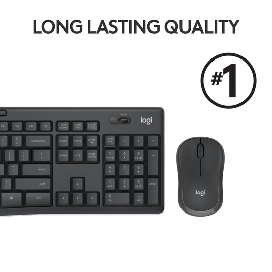 Logitech mk295 silent wireless keyboard and mouse combo, desktopset (zwart, us-international)