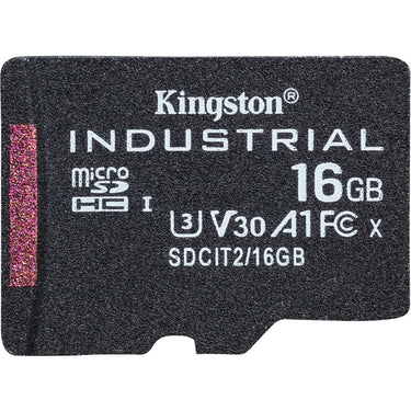Kingston industrial microsdhc 16gb geheugenkaart (zwart, klasse 10, uhs-i, u3, v30, a1)