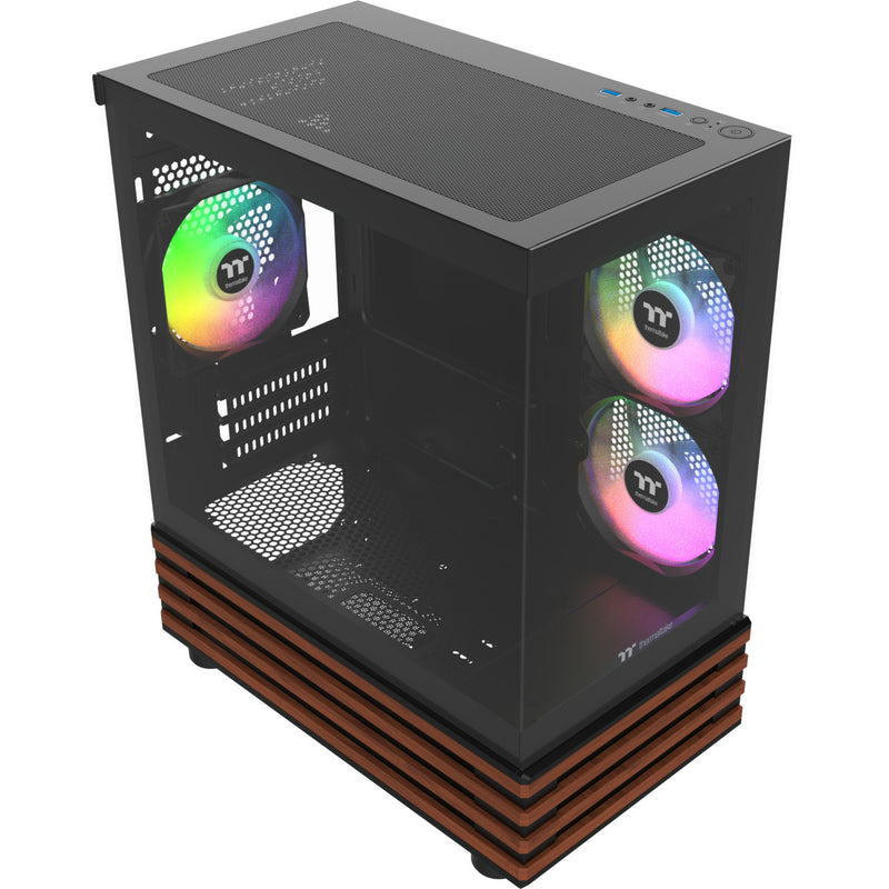 Load image into Gallery viewer, Thermaltake view 170 ws argb mini tower behuizing (zwart houtkleur | 2x usb-a | rgb | window)
