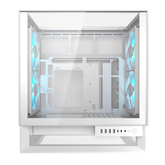 Cougar omnyx midi tower behuizing (wit | 4x usb-a | 2x usb-c | tempered glass)