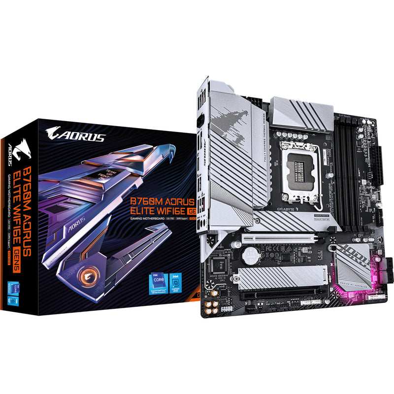 Afbeelding laden in galerijviewer, Gigabyte b760m aorus elite wifi6e gen5 socket 1700 moederbord (wit, raid, 2.5gb-lan, wi-fi 6e, bt 5.3, sound, µatx)

