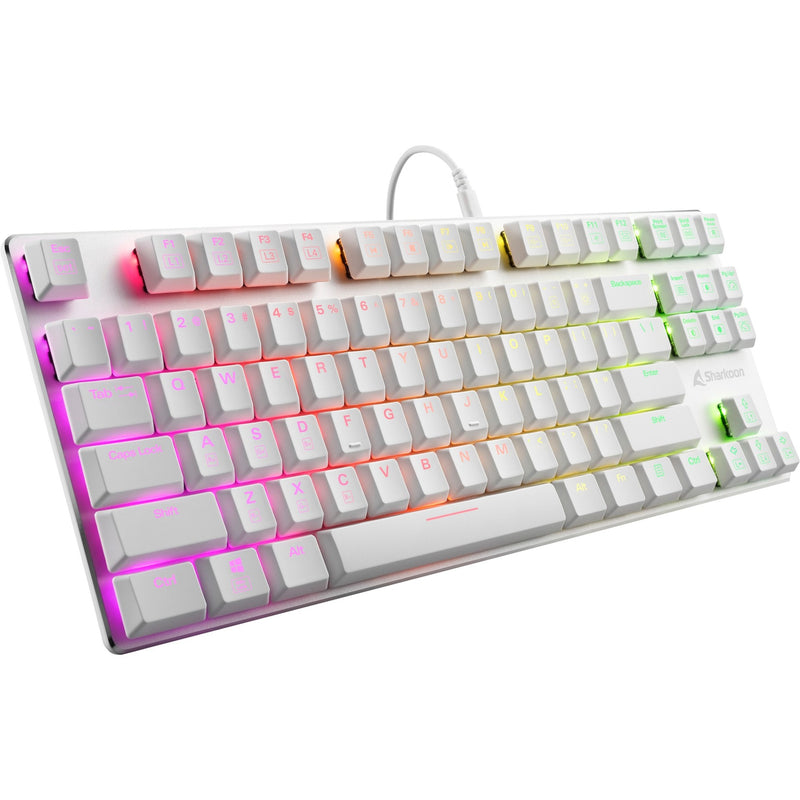 Load image into Gallery viewer, Sharkoon purewriter tkl rgb, gaming toetsenbord (wit, us lay-out, kailh choc low profile red, rgb leds, tkl)
