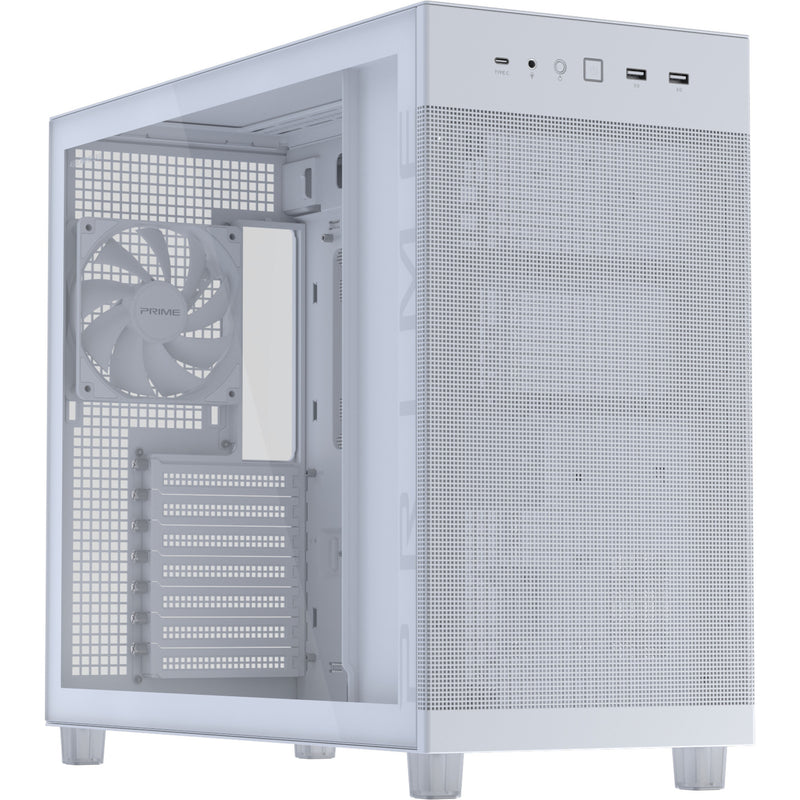 Load image into Gallery viewer, Asus prime ap303 - tempered glass panel midi tower behuizing (wit | 2x usb-a | 1x usb-c | tempered glass)
