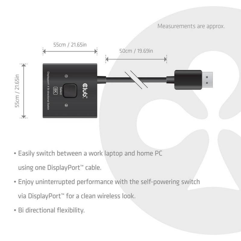 ギャラリービューアに画像をロードする, Club 3d 2-in-1 bidirectionele displayport switch (zwart, 8k)
