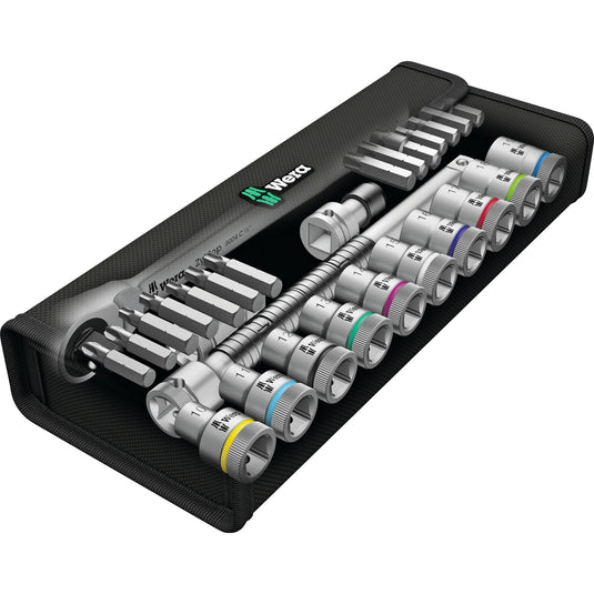 Wera 8100 sc 8 zyklop metal-ratelset omschakelbaar, 1 2 aandrijving gereedschapsset (28-delig)