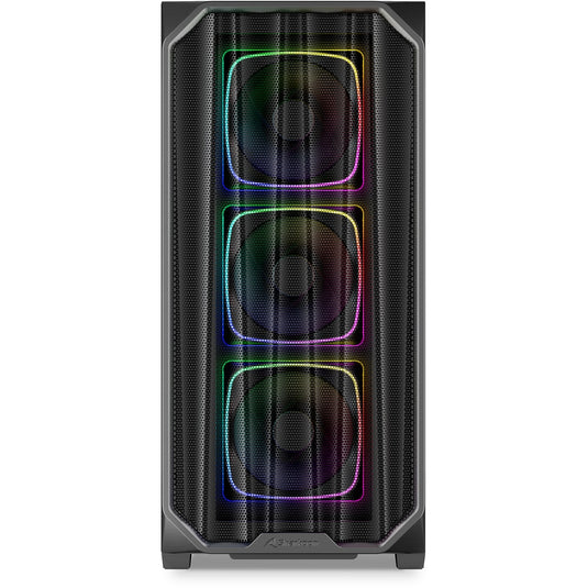 Sharkoon ak5m rgb midi tower behuizing (zwart | 2x usb-a | 1x usb-c | rgb | tempered glass)