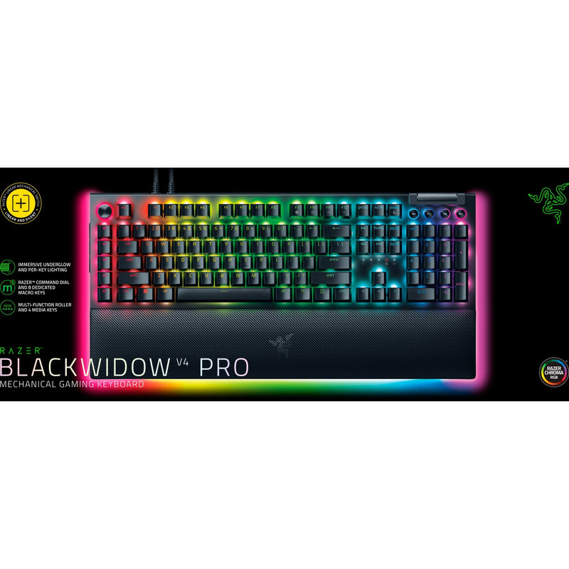 Load image into Gallery viewer, Razer blackwidow v4 pro rgb mechanisch gaming toetsenbord (zwart, us lay-out (qwerty), yellow, 100%)
