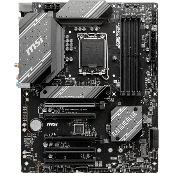 Load image into Gallery viewer, Msi b760 gaming plus wifi socket 1700 moederbord (grijs zwart, raid, 2.5gb-lan, wi-fi 6e, bt, sound, atx)
