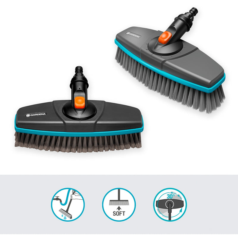 Load image into Gallery viewer, Gardena cleansystem steel met zachte borstel voor grotere, kwetsbare vlakken wasborstel (grijs turquoise, 18810-20)
