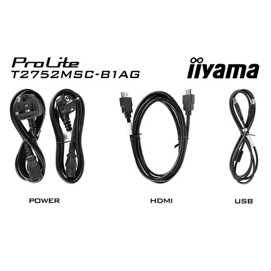 Iiyama prolite t2752msc-b1ag 27 touchscreen monitor (zwart, hdmi, displayport, 2x usb-a, usb-b)