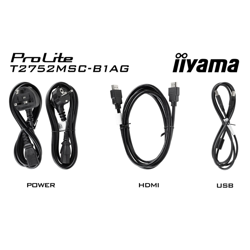 Load image into Gallery viewer, Iiyama prolite t2752msc-b1ag 27 touchscreen monitor (zwart, hdmi, displayport, 2x usb-a, usb-b)
