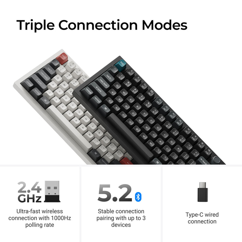 Load image into Gallery viewer, Keychron q6 ultra-p1 8k wireless custom mechanical keyboard (wit, us lay-out (qwerty), silk pom red, 100%, rgb, hot swap, 8k, 2.4 ghz bluetooth 5.2 usb-c)
