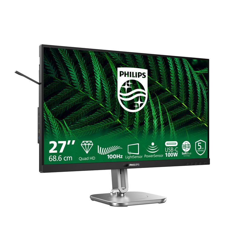Cargue la imagen en el visor de la galería, Philips 27b2g5601 27 monitor (zilver zwart, hdmi, displayport, usb, lan, audio)
