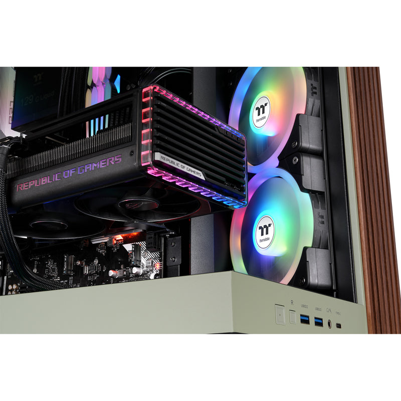 Load image into Gallery viewer, Thermaltake view 380 xl ws argb midi tower behuizing (lichtgroen houtkleur | 2x usb-a | 1x usb-c | rgb | tempered glass)
