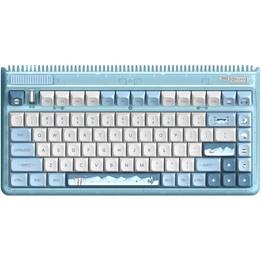 Iqunix og80 wintertide wireless mechanical keyboard, gaming toetsenbord (lichtblauw, us lay-out, cherry mx red, rgb leds, 80% (tkl), hot-swappable, pbt, 2.4ghz | bluetooth 5.1 | usb-c)