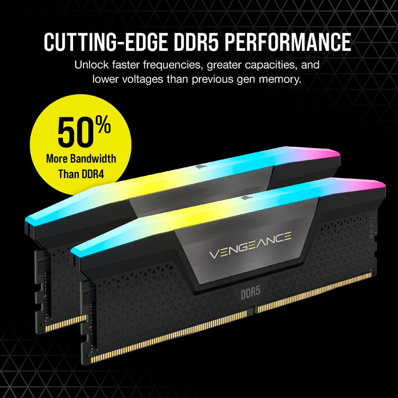 Load image into Gallery viewer, Corsair vengeance rgb 32 gb ddr5-6000 (2x 16 gb) werkgeheugen (zwart, cmh32gx5m2b6000c30, xmp 3.0)
