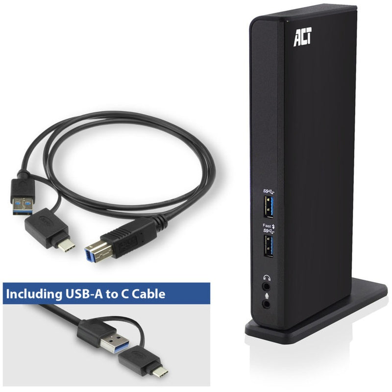 Afbeelding laden in galerijviewer, Act connectivity usb-c of usb-a dual monitor docking station (zwart)
