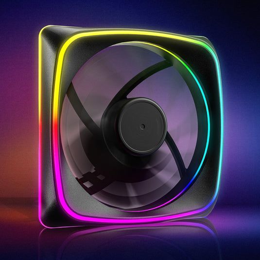 Sharkoon shark lights rgb pwm case fan (zwart, 120 x 120 x 25 mm)