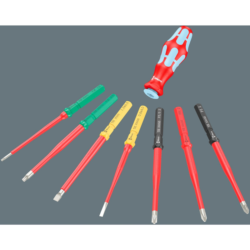 Load image into Gallery viewer, Wera kraftform kompakt vde rvs 17 extra slim 1 tool finder, 17‑delig schroevendraaier (rood blauw)
