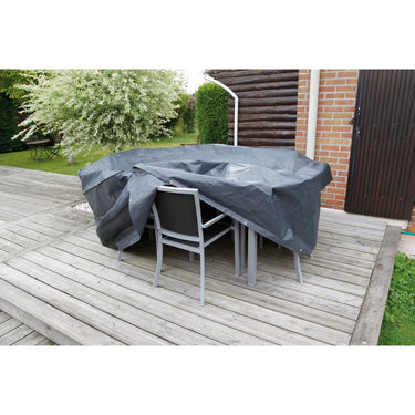 Nature tuinmeubelafdekhoes voor rechthoekige tafel en stoelen afdekking (grijs)