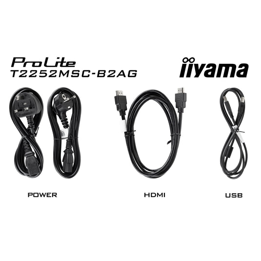 Iiyama prolite t2252msc-b2ag 21.5 touchscreen monitor (zwart, hdmi, displayport, 2x usb-a, usb-b)