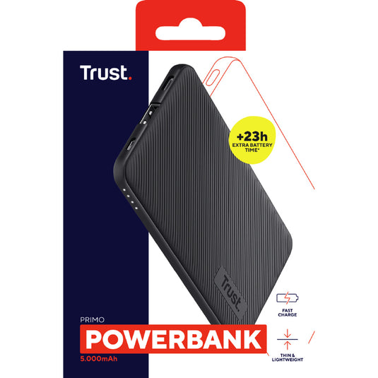 Trust primo 5.000 mah eco powerbank (zwart)