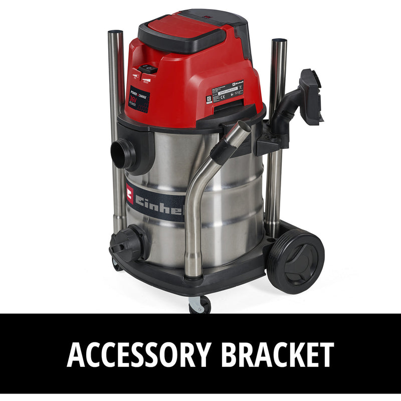 Load image into Gallery viewer, Einhell accu nat- droogzuiger te-vc 36 25 li s-solo nat- en droogzuiger (rood roestvrij staal, accu en oplader niet inbegrepen )

