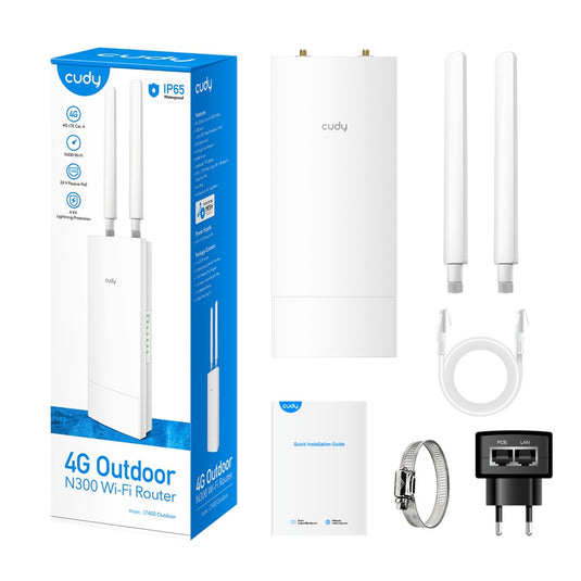Cudy indoor outdoor 4g n300 wi-fi router (wit)