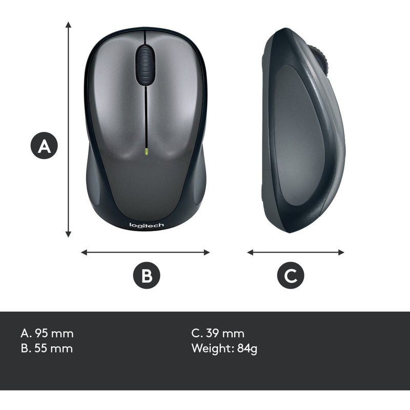 Afbeelding laden in galerijviewer, Logitech wireless mouse m235 (zwart grijs, nano-ontvanger)
