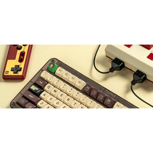 Iqunix zx75 happy ape wireless mechanical keyboard, gaming toetsenbord (bruin geel, us lay-out, ttc holy panda, rgb leds, 75%, hot-swappable, double-shot pbt, 2.4ghz | bluetooth 5.1 | usb-c)