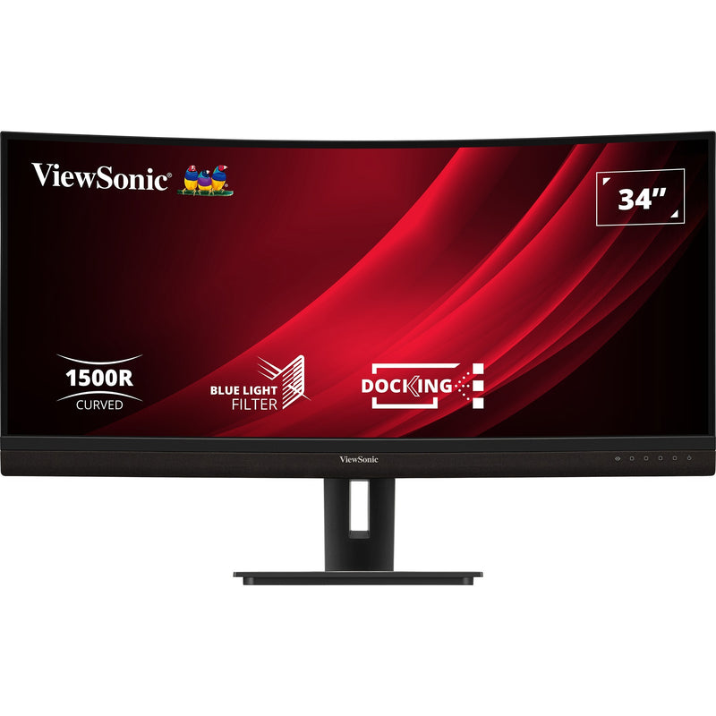 Load image into Gallery viewer, Viewsonic uwqhd curved docking monitor vg3456c 34 ultrawide (zwart (mat), 2x hdmi, 1x displayport, usb-a, usb-b, usb-c, lan, audio)
