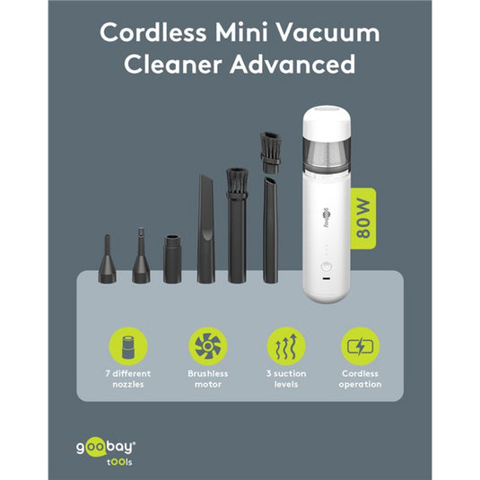 Goobay cordless mini vacuum cleaner advanced handstofzuiger (wit)