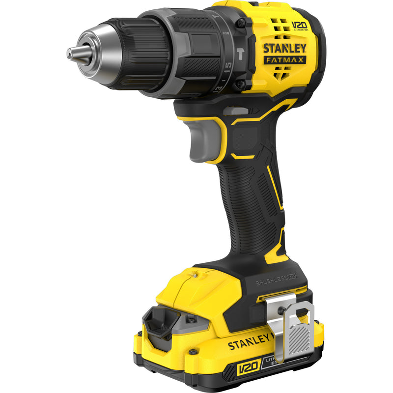 Load image into Gallery viewer, Stanley fatmax v20 18v schroefklopboormachine klopboorschroevendraaier (zwart geel, 2 accu's en oplader inbegrepen, met koffer)
