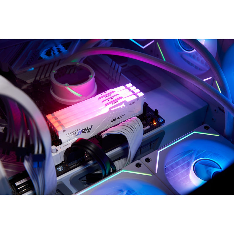 ギャラリービューアに画像をロードする, Kingston fury beast rgb 16 gb ddr5-5600 (1x 16 gb) werkgeheugen (wit, kf556c40bwa-16, xmp 3.0)
