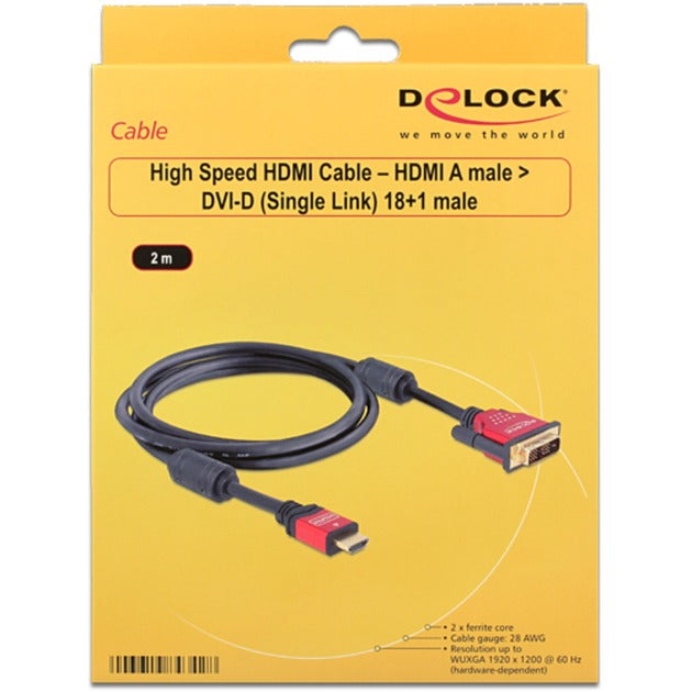 Load image into Gallery viewer, Delock high speed hdmi a (male) > dvi (male) adapter (zwart, 2 meter)
