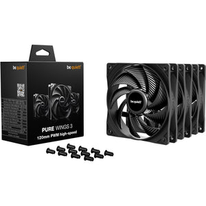 Be quiet! pure wings 3 high-speed case fans (zwart, 3 stuks, 120 x 120 x 25 mm, pwm)