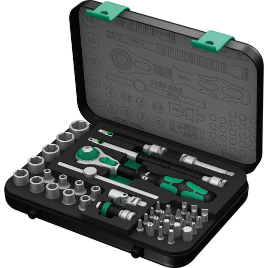 Wera 8100 sa 2 zyklop speed ratelset 1 4 gereedschapsset (zwart groen, 42-delig)