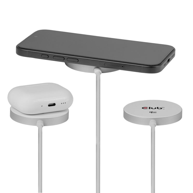 Afbeelding laden in galerijviewer, Club 3d cac-3026 qi2 25w draadloze oplader (wit, qi-gecertificeerd, magsafe-compatibel, magnetisch pad)
