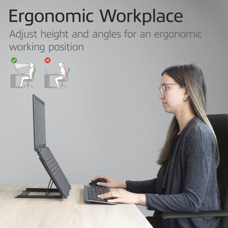 Load image into Gallery viewer, Act connectivity laptopstandaard, inklapbaar, hoogte verstelbaar in 5 standen (zwart)
